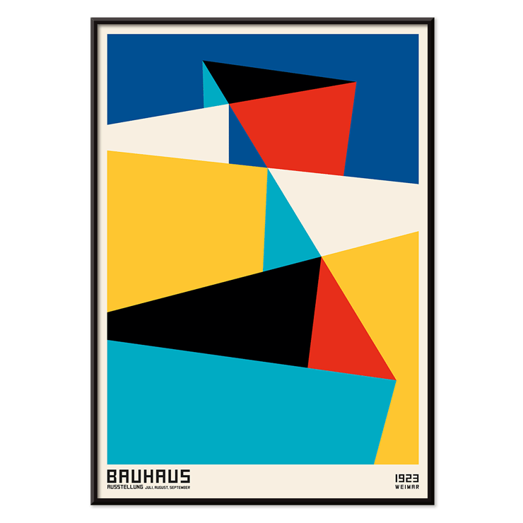 Schlemmer Bauhaus poster 15 geometric abstract art in primary colors Abstract geometric shapes in primary colors featured in the Bauhaus poster titled Bauhaus poster 15.