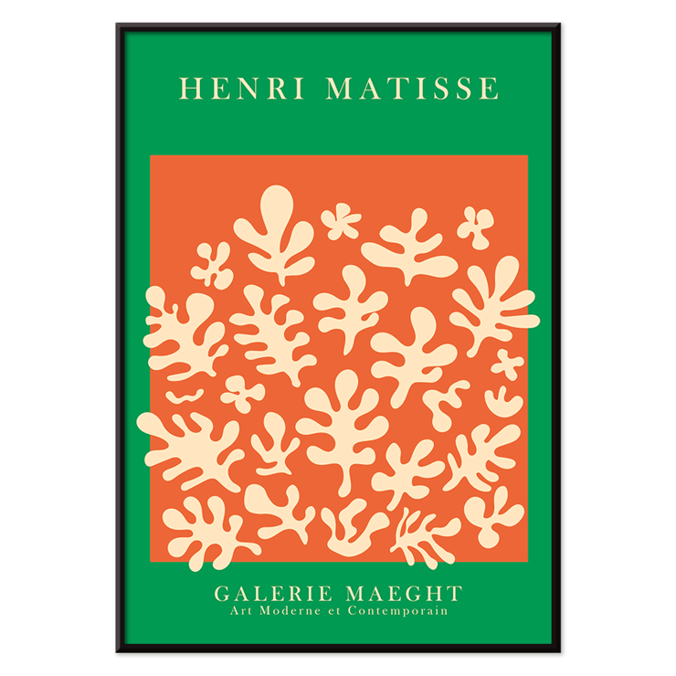Henri Matisse artwork at Galerie Maeght with orange cut outs Poster featuring the artwork Orange cut outs inspired by Matisse with abstract shapes on an orange background by Henri Matisse