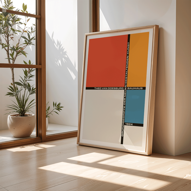 Theo van Doesburg abstract geometric composition Bauhaus 21 artwork Poster featuring geometric abstract design by Theo van Doesburg Bauhaus 21 artwork with bold colors and typography.