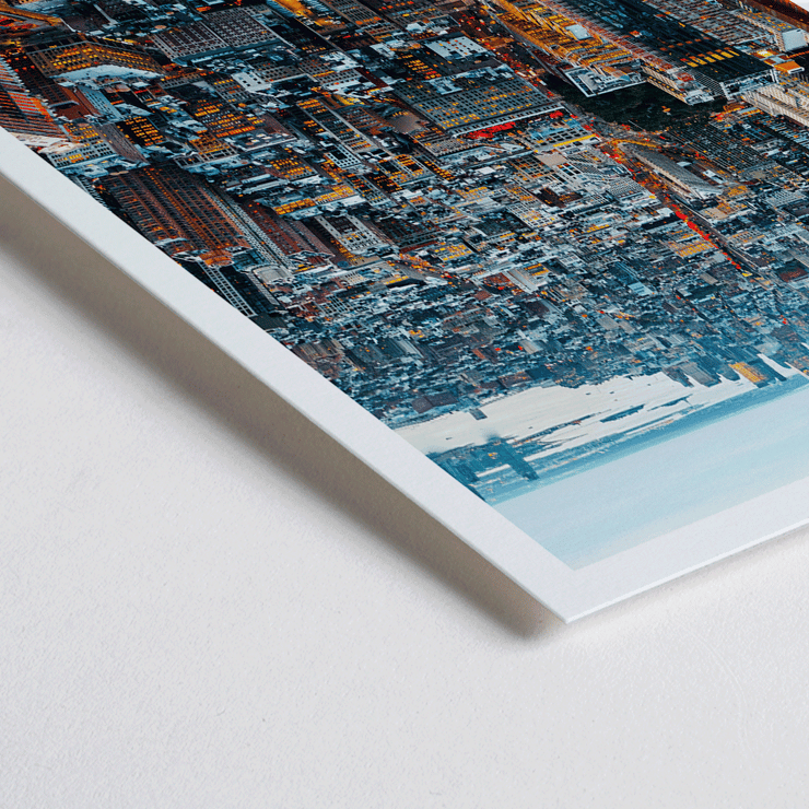 Aerial view of Manhattan New York by Mo Art Gallery. Poster of Manhattan skyline in New York titled Manhattan New York by Mo Art Gallery.