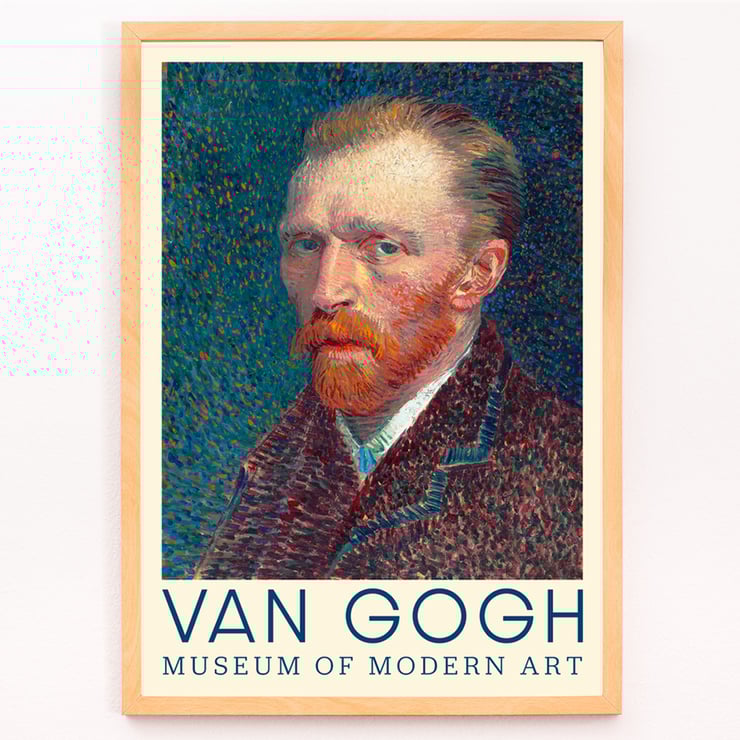 Self-Portrait by Vincent van Gogh in vibrant colors and textured brushstrokes Poster of Self-Portrait by Vincent van Gogh featuring a colorful depiction of the artist with a textured background.