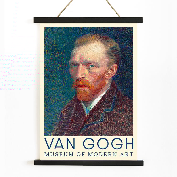 Self-Portrait by Vincent van Gogh in vibrant colors and textured brushstrokes Poster of Self-Portrait by Vincent van Gogh featuring a colorful depiction of the artist with a textured background.