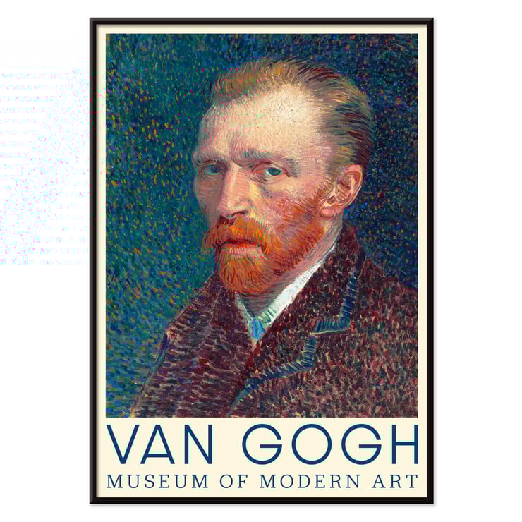 Self-Portrait by Vincent van Gogh in vibrant colors and textured brushstrokes Poster of Self-Portrait by Vincent van Gogh featuring a colorful depiction of the artist with a textured background.