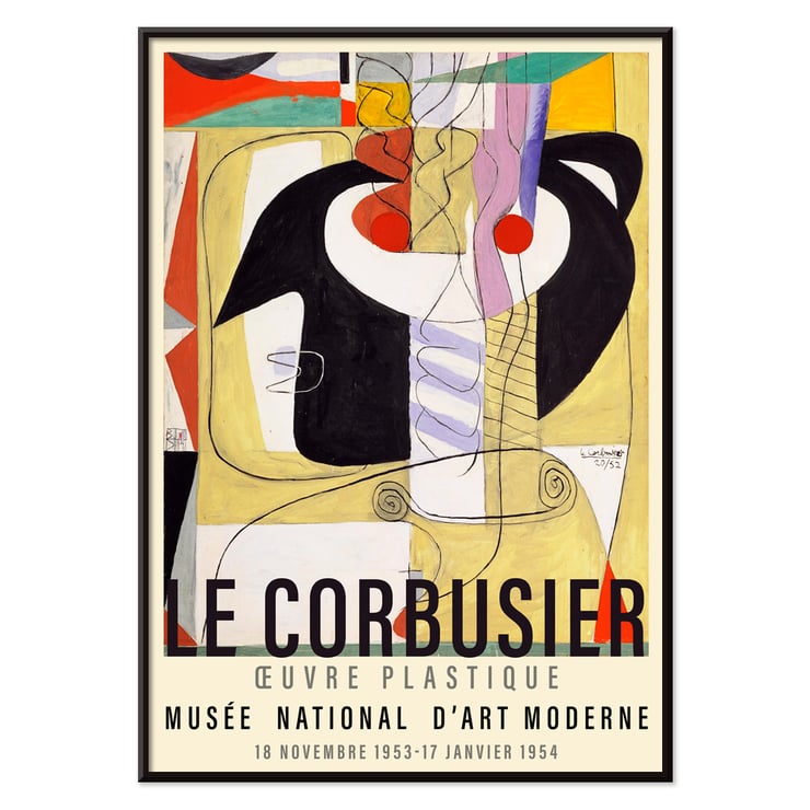 Vibrant abstract artwork featuring bold geometric shapes by Le Corbusier titled Métamorphose du violon. Colorful abstract art poster titled Métamorphose du violon by Le Corbusier displayed at Musée National d'Art Moderne