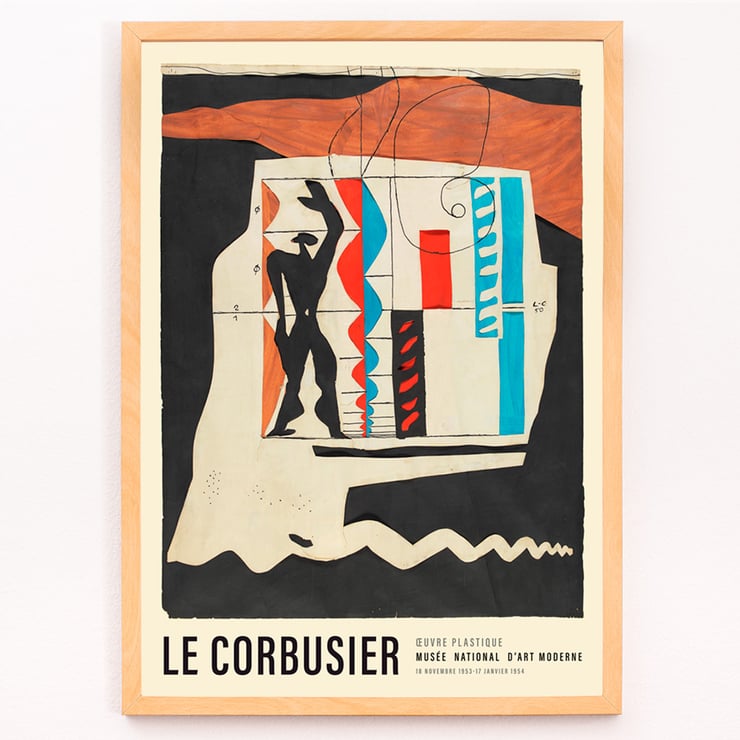 Abstract design and human silhouette in Le Modulor by Le Corbusier Poster featuring artwork Le Modulor by Le Corbusier showing abstract design with human silhouette and geometric shapes.