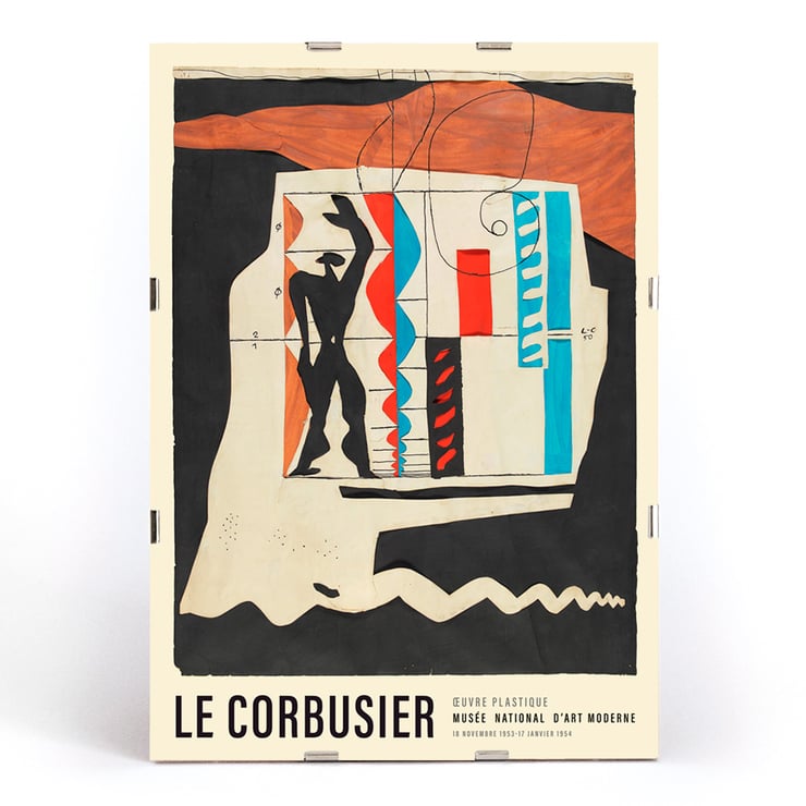 Abstract design and human silhouette in Le Modulor by Le Corbusier Poster featuring artwork Le Modulor by Le Corbusier showing abstract design with human silhouette and geometric shapes.