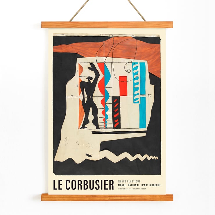 Abstract design and human silhouette in Le Modulor by Le Corbusier Poster featuring artwork Le Modulor by Le Corbusier showing abstract design with human silhouette and geometric shapes.