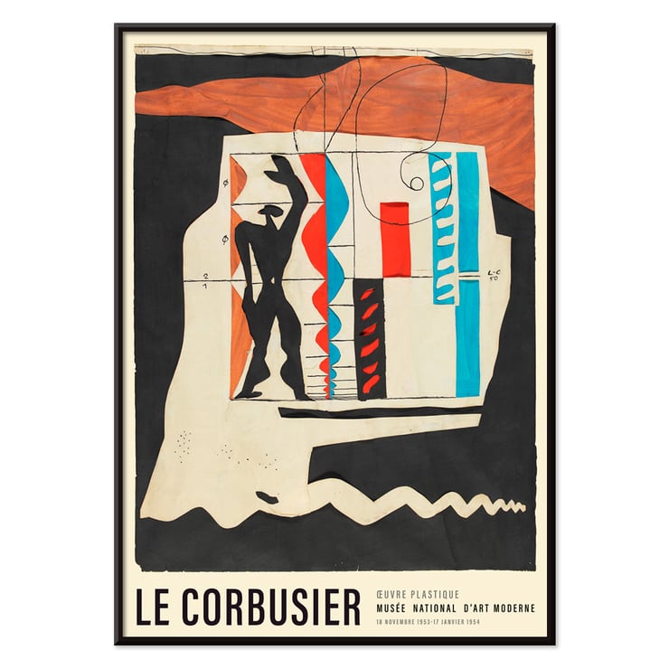 Abstract design and human silhouette in Le Modulor by Le Corbusier Poster featuring artwork Le Modulor by Le Corbusier showing abstract design with human silhouette and geometric shapes.
