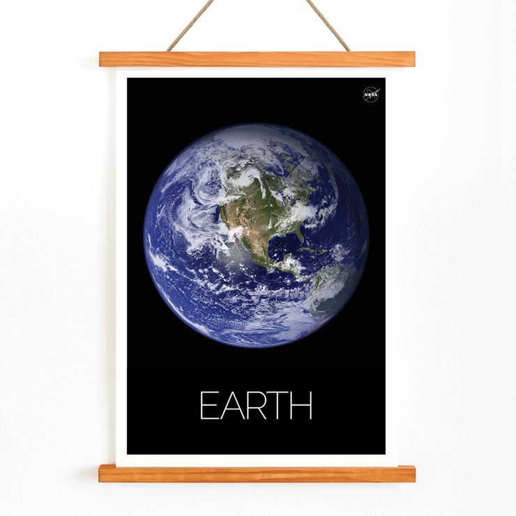 A stunning view of Earth from space captured by NASA titled Earth from Space 1. Poster showing a stunning image of Earth from space with the title Earth from Space 1 by NASA. The background is black.