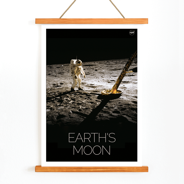 Astronaut on the lunar surface Man on Moon 2 by NASA Poster of an astronaut on the moon with the text Earth's Moon Man on Moon 2 by NASA