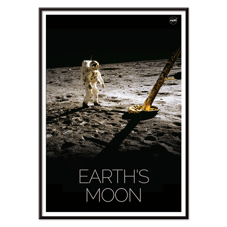 Astronaut on the lunar surface Man on Moon 2 by NASA Poster of an astronaut on the moon with the text Earth's Moon Man on Moon 2 by NASA