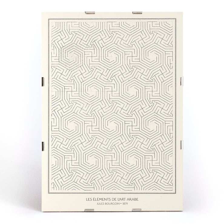 Geometric pattern artwork Les éléments de l’art arabe by Jules Bourgoin Poster of intricate geometric patterns titled Les éléments de l’art arabe by Jules Bourgoin.