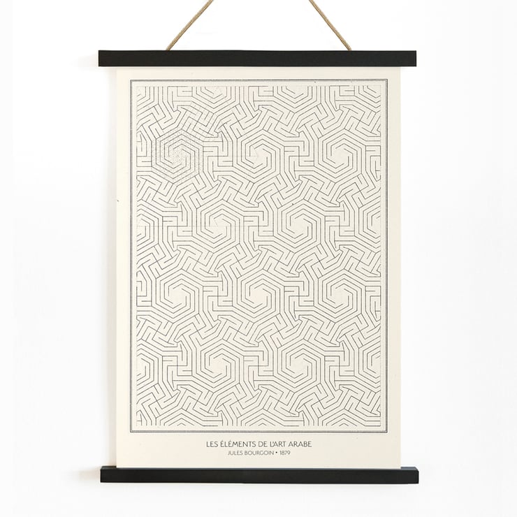 Geometric pattern artwork Les éléments de l’art arabe by Jules Bourgoin Poster of intricate geometric patterns titled Les éléments de l’art arabe by Jules Bourgoin.
