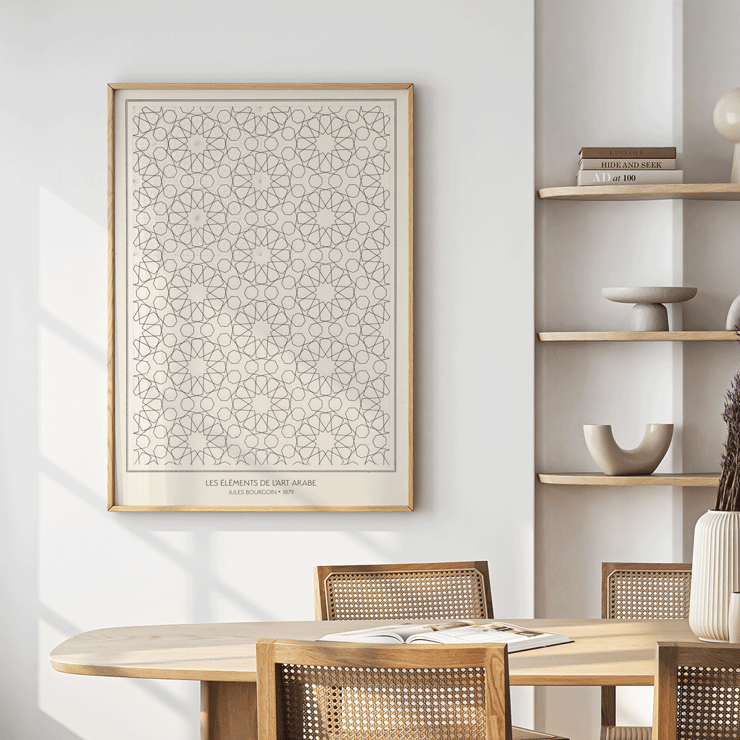 Intricate geometric patterns from Les éléments de l’art arabe by Jules Bourgoin. Poster displaying intricate geometric patterns by Jules Bourgoin from Les éléments de l’art arabe.