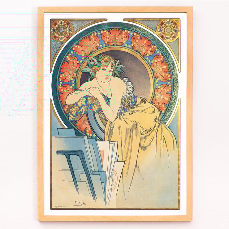 Frau mit Mohnblumen von Alphonse Mucha