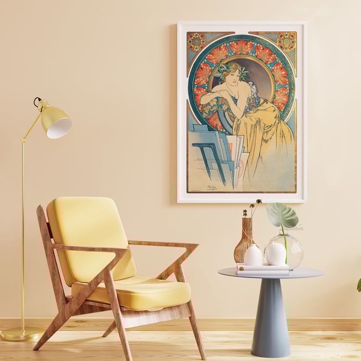 Frau mit Mohnblumen von Alphonse Mucha