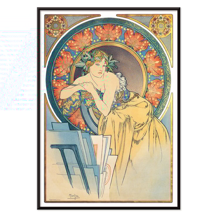 Frau mit Mohnblumen von Alphonse Mucha