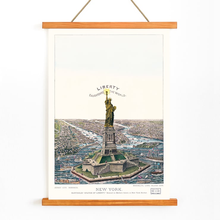 The Great Bartholdi Statue Liberty Enlightening the World by Currier & Ives depicting the Statue of Liberty in New York Harbor Poster titled The Great Bartholdi Statue Liberty Enlightening the World by Currier & Ives shows Statue of Liberty in New York.