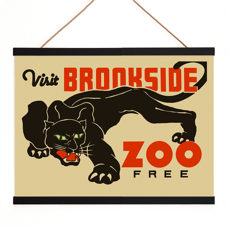 Visit Brookside Zoo poster with black leopard Black Leopard by Carken Poster promoting Brookside Zoo featuring a black leopard illustration by Carken with the text Visit Brookside Zoo Free