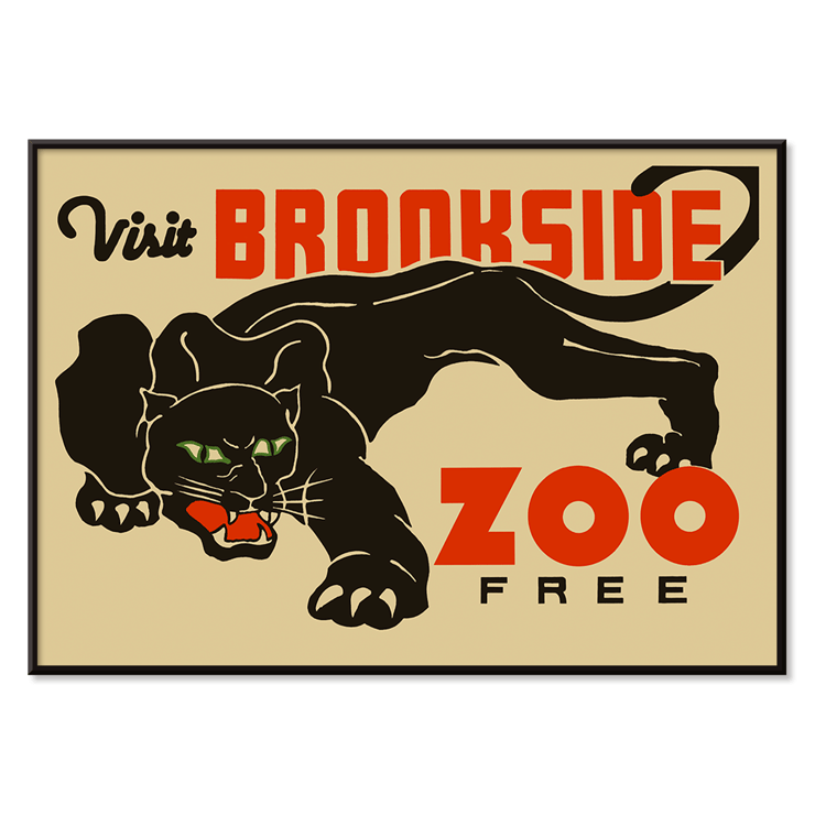 Visit Brookside Zoo poster with black leopard Black Leopard by Carken Poster promoting Brookside Zoo featuring a black leopard illustration by Carken with the text Visit Brookside Zoo Free