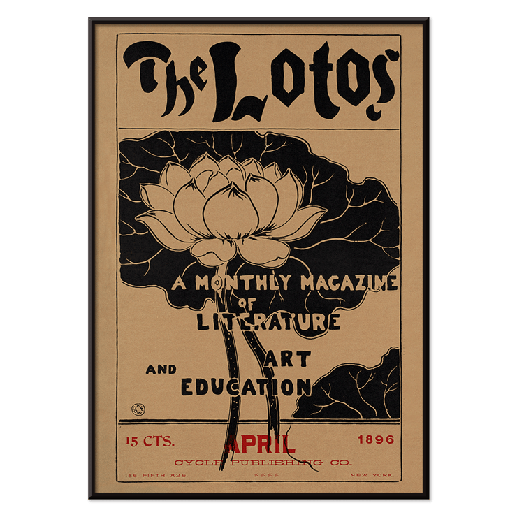 Cover art illustration of The Lotos a monthly magazine by Arthur Wesley Dow featuring a lotus flower drawing and text typography Poster of The Lotos a monthly magazine of literature and art education by Arthur Wesley Dow featuring a lotus flower illustration