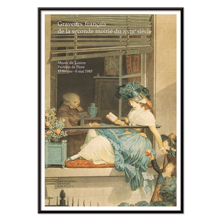 French engravers artwork depicting a woman reading artist Graveurs français de la seconde moitié du XVIIIe siècle artwork title Graveurs français de la seconde moitié du XVIIIe siècle Poster displaying artwork of a woman reading with a child and elderly man nearby from Graveurs français de la seconde moitié du XVIIIe siècle