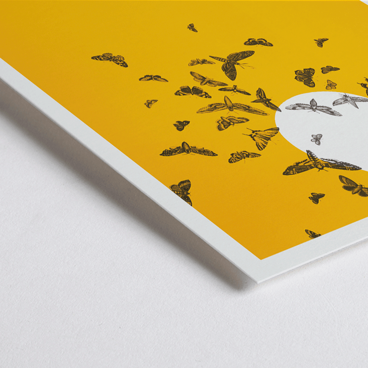 Butterflies attracted to a light bulb on artwork Every person with an idea has at least two or three followers by Ken White Poster of Ken White's artwork Every person with an idea has at least two or three followers depicting butterflies around a lightbulb.