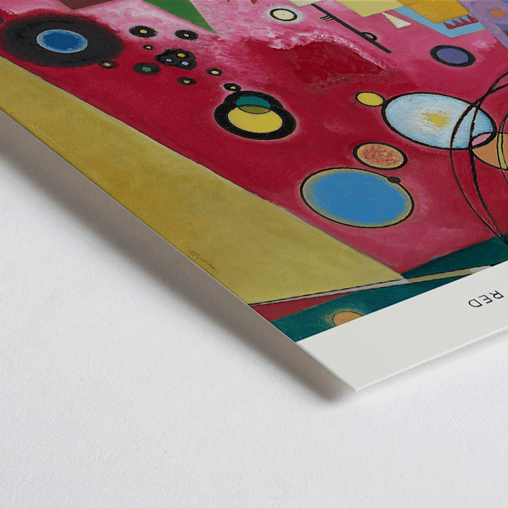 Abstract geometric painting by Wassily Kandinsky titled Heavy Red displayed at Bauhaus Archiv Museum Poster for Bauhaus archiv Museum für Gestaltung Ausstellungen featuring Heavy Red by Wassily Kandinsky with abstract shapes and colors.
