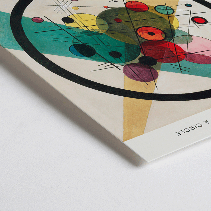 Wassily Kandinsky Circles in a Circle Bauhaus exhibition poster with abstract geometric shapes Poster of Circles in a Circle by Wassily Kandinsky for Bauhaus Archiv exhibition featuring an abstract composition of circles and lines