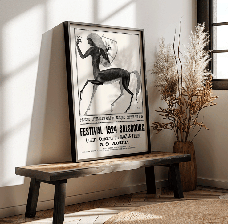 Centaur playing a lyre artwork by Edmund Dulac for Société internationale de musique contemporaine de Salsbourg Poster of a centaur playing a harp titled Société internationale de musique contemporaine de Salsbourg by Edmund Dulac.