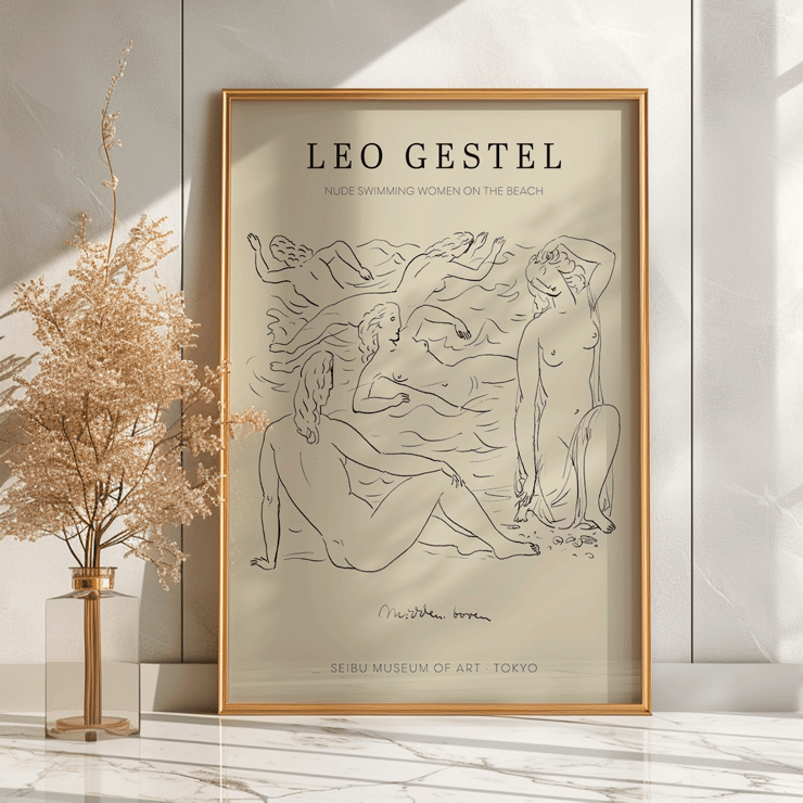 Femmes nues nageant sur la plage par Leo Gestel au Musée d'art Seibu de Tokyo Poster de femmes nues nageant sur la plage par Leo Gestel exposée au Musée d'art Seibu de Tokyo dans un style post-impressionniste