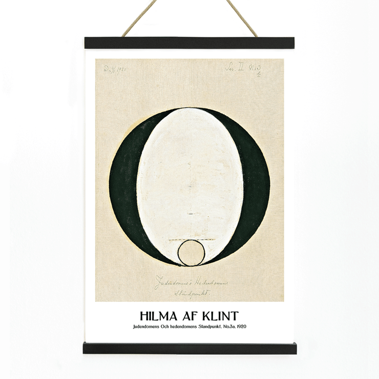 Abstract geometric design by Hilma af Klint titled Judaism and Paganism Standpoint Poster featuring abstract artwork Judaism and Paganism Standpoint by Hilma af Klint with a large central oval shape.
