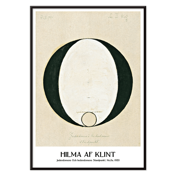 Abstract geometric design by Hilma af Klint titled Judaism and Paganism Standpoint Poster featuring abstract artwork Judaism and Paganism Standpoint by Hilma af Klint with a large central oval shape.