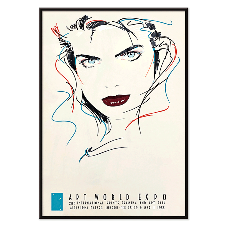Portrait of a woman by Dennis Mukai titled Female Portrait Metropolis Julie at Art World Expo Poster featuring the female portrait artwork Metropolis Julie by Dennis Mukai with colorful abstract lines and bold lips.
