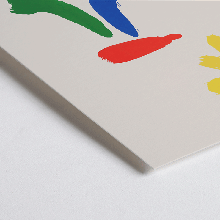 Parler Seul exhibition poster by Joan Miro featuring colorful abstract shapes Exhibition poster Parler Seul by Joan Miro featuring abstract colorful shapes on a light background.