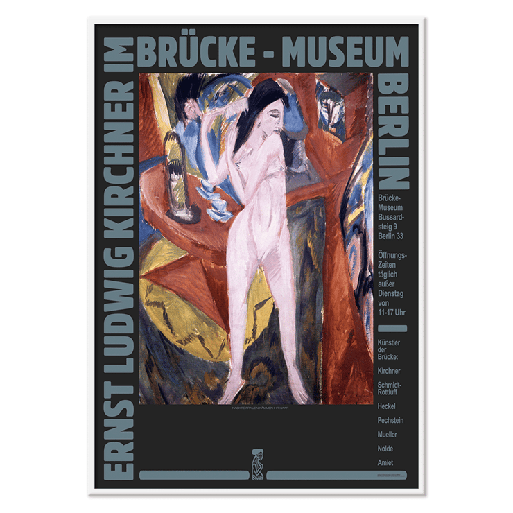 Ernst Kirchner artwork featuring expressive brushstrokes exhibition at Brücke Museum Berlin Poster for Ernst Kirchner Exhibition at Brücke Museum featuring artwork by Ernst Kirchner displaying a colorful scene.