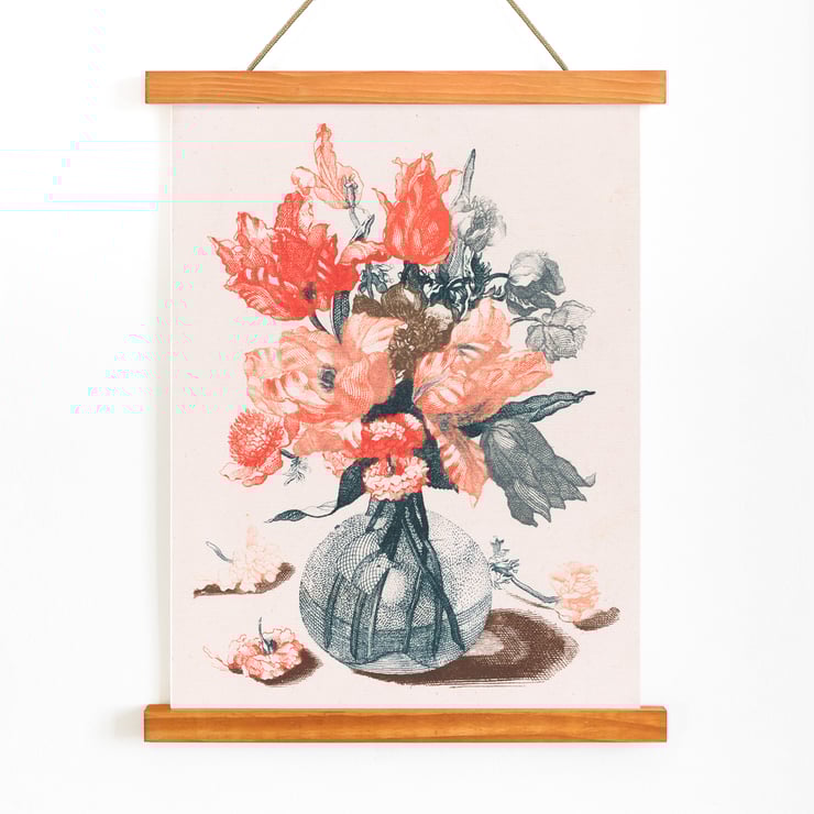 Five Prints of Flowers in Glass Vases Five Prints of Flowers in Glass Vases