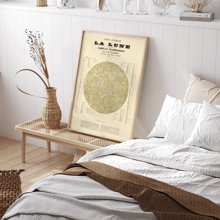 Carte Général de la Lune by Camille Flammarion and Léon Fenet Carte Général de la Lune poster by artists Camille Flammarion C.M. Gaudibert and Léon Fenet featuring a detailed lunar map