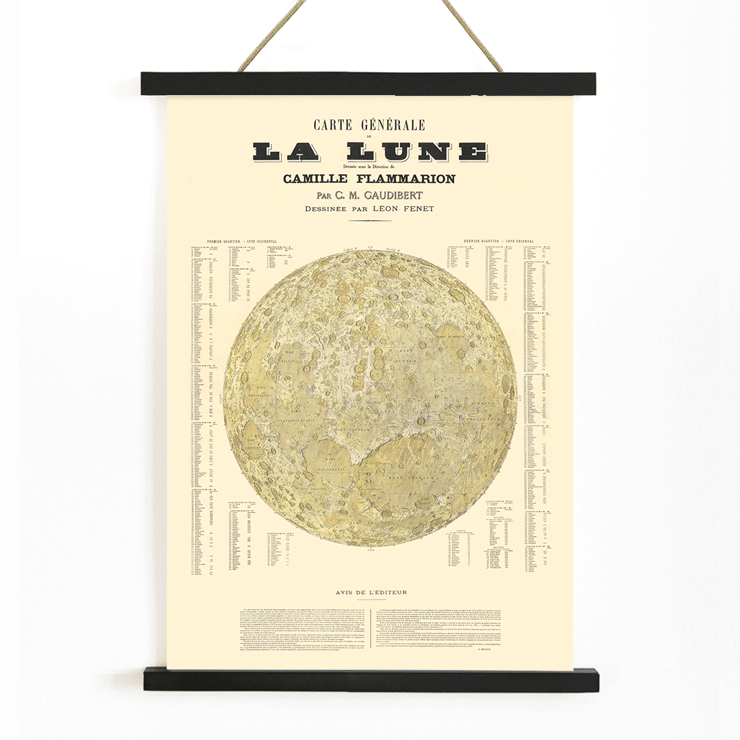 Carte Général de la Lune by Camille Flammarion and Léon Fenet Carte Général de la Lune poster by artists Camille Flammarion C.M. Gaudibert and Léon Fenet featuring a detailed lunar map