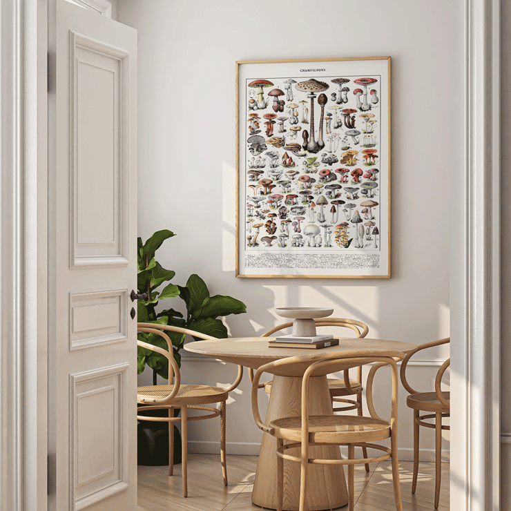 Illustration of various mushrooms by Éditions Larousse titled Mushrooms colour plate 2 Poster of various mushroom illustrations titled Mushrooms colour plate 2 by Éditions Larousse showcasing different types and species