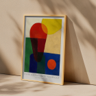 Colorful abstract art poster titled Stark abstrahierte Halbfigur by Franz Wilhelm Seiwert.