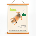 Póster de una ilustración geométrica de un tigre con plantas La Jungle chez moi Pl de Turenne Chevallereau.