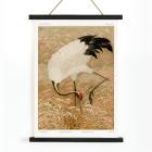 Poster of a Sarus crane standing in a rice field from the artwork titled Sarus crane in rice field by The Ornamental Arts Of Japan