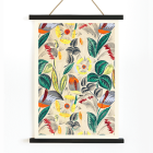 Poster présentant des fleurs tropicales vibrantes et une verdure luxuriante intitulée Textile Design - Tropical Flowers II.