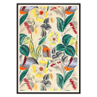 Poster présentant des fleurs tropicales vibrantes et une verdure luxuriante intitulée Textile Design - Tropical Flowers II.