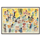 Poster of a vibrant market scene in the Dutch East Indies by Pierre Jean Apol featuring bustling merchants and colorful goods.