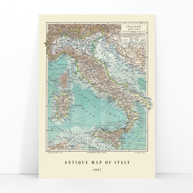 Mapa antiguo de Italia