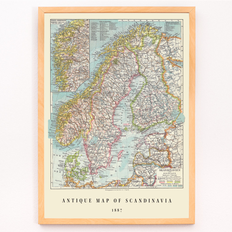 Antique map of Scandinavia
