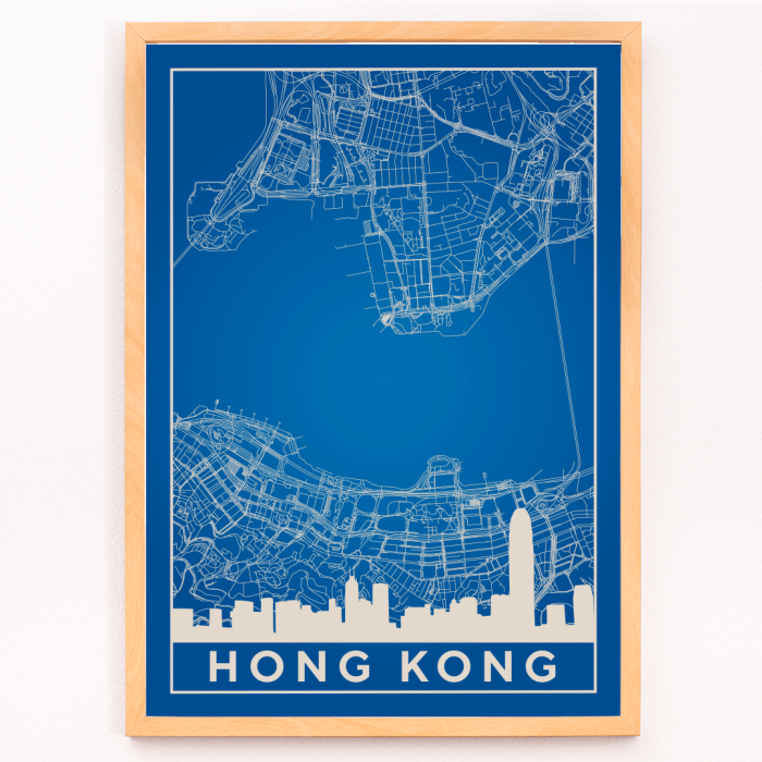 Carte minimaliste de Hong Kong