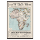 Poster représentant une carte détaillée de l'Afrique avec des caractéristiques géographiques tirées de l'Atlas de géographie moderne de Schrader Prudent Anthoine